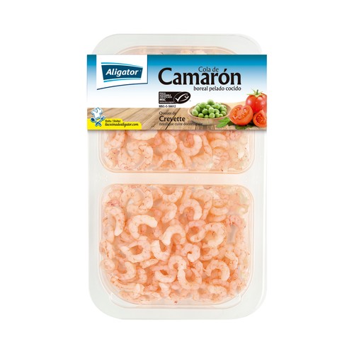 ALIGATOR Colas de camarón MSC boeal, cocidas, peladas y ultracongelados 2 x 100 g.