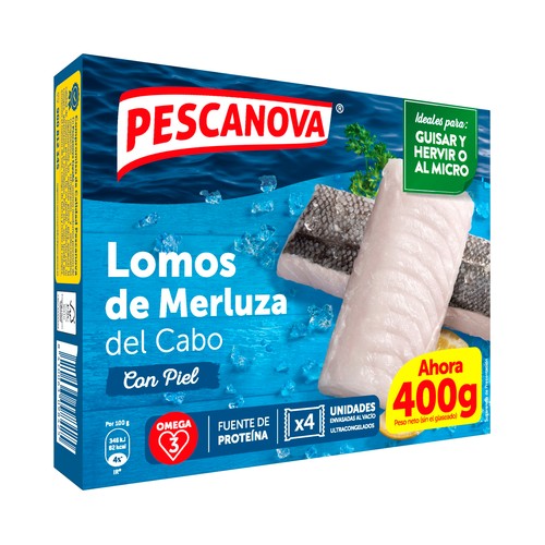 PESCANOVA Lomos de merluza del Cabo con piel 400 g.