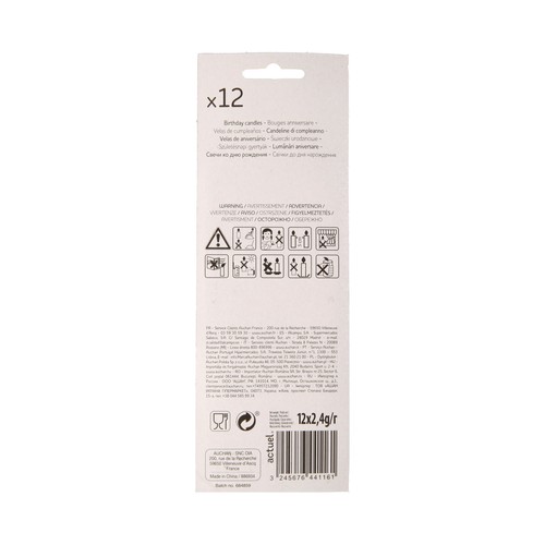 Pack de 12 velas blancas de tamaño grande, ACTUEL.