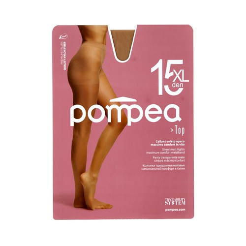 Panty transparente mate, 15den, POMPEA, color polvere, talla XL.