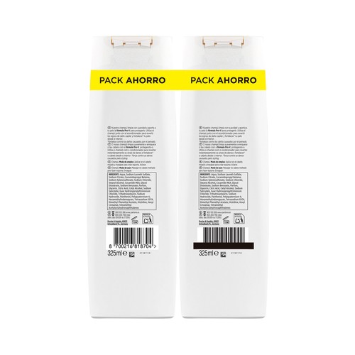 PANTENE Pro-v repara & protege Champú fortificante para cabellos débiles y dañados 2 x 325 ml.