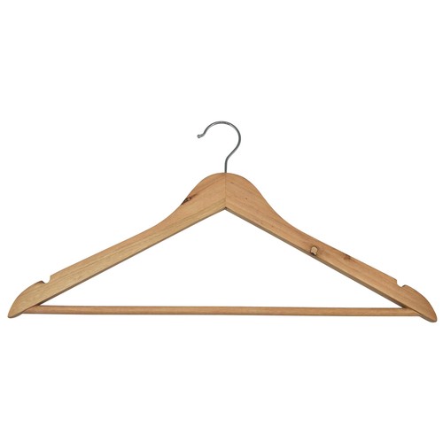 Set de 6 perchas de madera con barra natural Essential, ALCAMPO