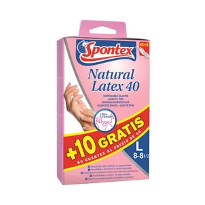SPONTEX Guantes de látex finos talla L, 8-8 1/2 SPONTEX 40 + 10 uds.