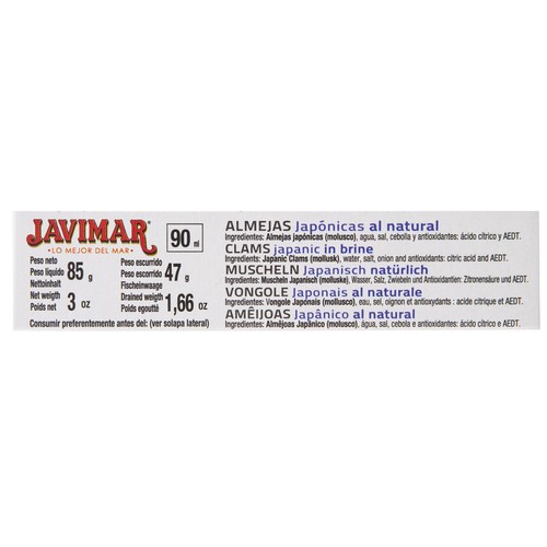 JAVIMAR Almejas japónicas al natural, 20/30 uds, 47 g