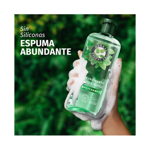 HERBAL ESSENCES Champú purificante con aroma a menta, para todo tipo de cabellos 350 ml.