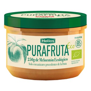 Helios Puré de Melocotón Ecológico, con Azúcares Procedentes de Fruta 250 G.