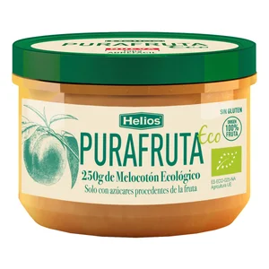 HELIOS Puré de melocotón ecológico, con azúcares procedentes de fruta 250 g.