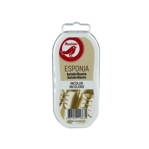 Esponja autobrillante para limpiar especial calzado incoloro PRODUCTO ALCAMPO, 1 ud.