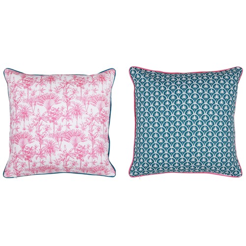 Cojín estampado con vivo Tropic Fusion 45x45cm 100% algodón poliéster. ACTUEL