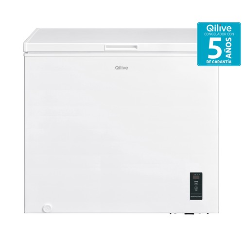 Arcón congelador QILIVE Q.6837, clasificación energética: E, H: 85cm, A: 81,6cm, F: 55cm, capacidad total: 198L.