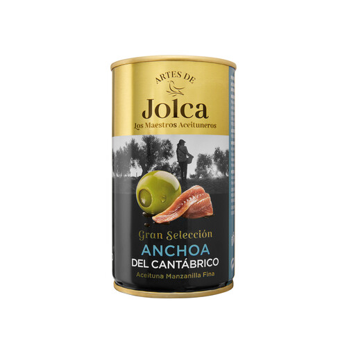 JOLCA Aceitunas verdes rellenas de anchoa del Cantábrico JOLCA lata de 150 g.