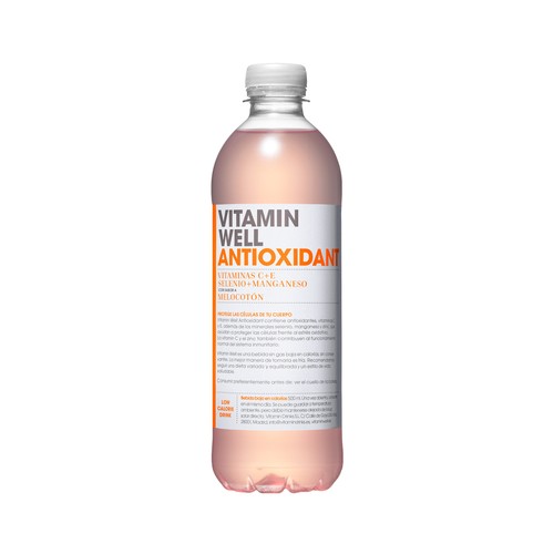 VITAMIN WELL ANTIOXIDANT Agua vitaminada con sabor a melocotón botella de 50 cl.