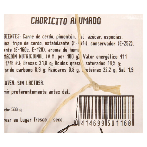 RIVERO Malla de choricitos ahumados, al estilo asturiano RIVERO 500 g.