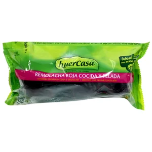 Remolacha roja cocida y pelada HUERCASA, bolsa de 500 gramos.