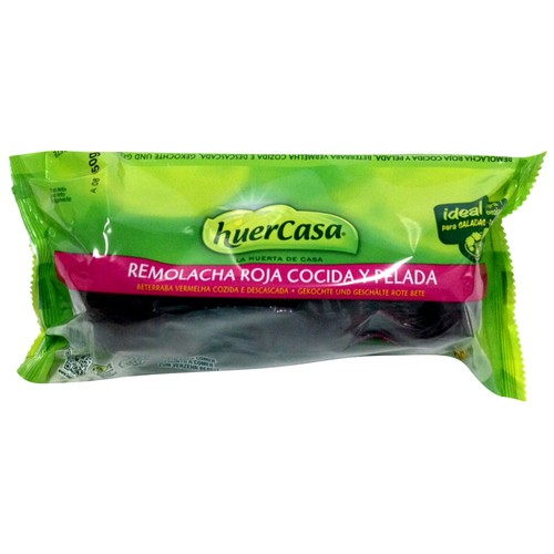 Remolacha roja cocida y pelada HUERCASA, bolsa de 500 gramos.