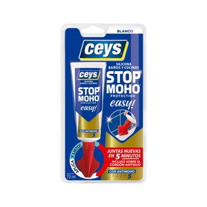 Silicona blanca stop moho 70ml, de fácil aplicación, con espátula incorporada