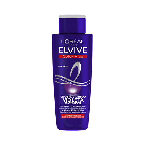 L´ORÉAL PARIS Champú violeta matizador para cabellos rubios, grises o con mechas L´ORÉAL PARIS Elvive color vive 200 ml.