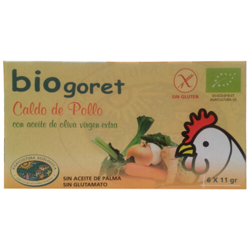 BIOGORET Caldo pollo con verduras ecológico BIOGORET 6 uds. 66 g.