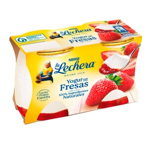 Imagen de LA LECHERA Yogur natural con textura cremosa y fresas 2 x 125 g.