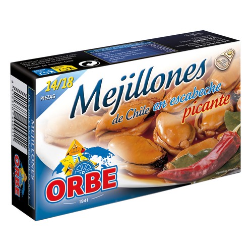 ORBE mejillones en escabeche picante 14/18 piezas 69 g