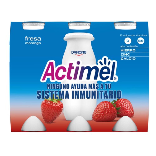 ACTIMEL Leche fermentada con Lcasei y sabor a fresa ACTIMEL de Danone 6 x 100 g.