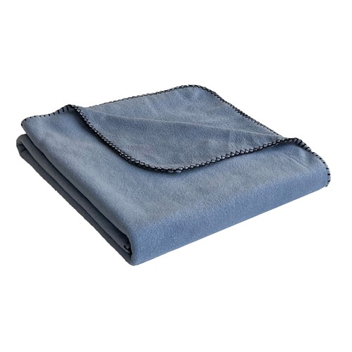 Manta polar pespuntes de 200 gm, 180 x 220, color azul, ALCAMPO.