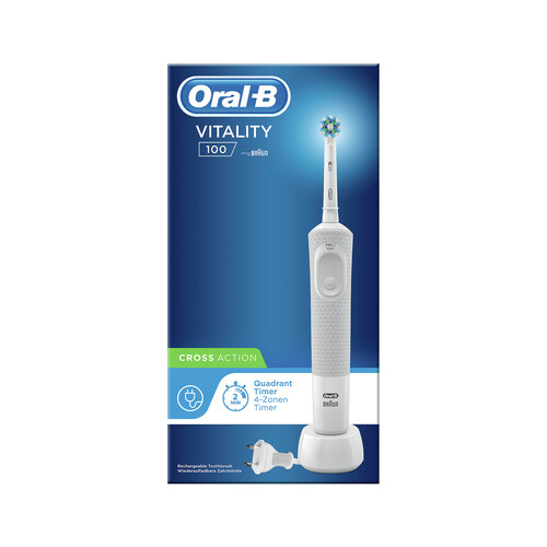 Cepillo de dientes eléctrico Braun ORAL-B Vitality 100 CrossAction, cepillado 2D, temporizador, incluye 1 cabezal.