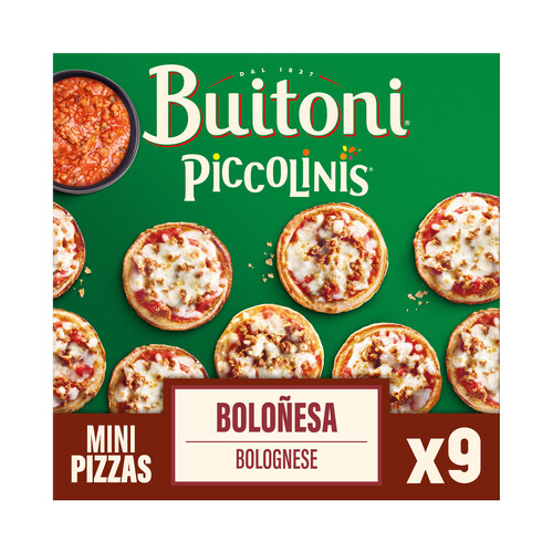 PICCOLINIS Minipizza congelada con queso y carne de vacuno (boloñesa) de Buitoni 9 x 30 g.