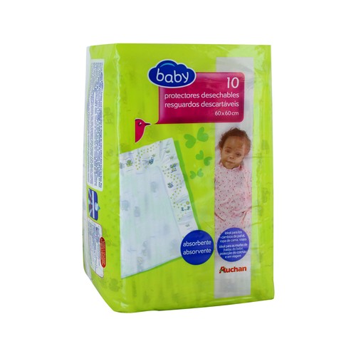 ALCAMPO BABY Cambiador desechable de 60 x 60 cm, suave y absorvente ALCAMPO BABY 10 uds.