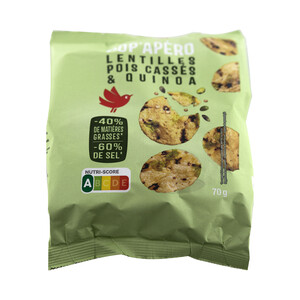 Imagen de PRODUCTO ALCAMPO Crackers pop´apéro (lentenjas, guisantes negros y quinoa) 70 g. 