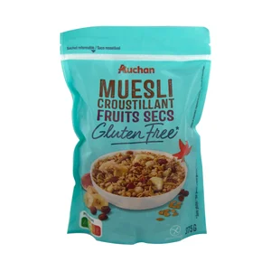 PRODUCTO ALCAMPO Muesli crujiente, sin gluten, con frutos secos 375 g.