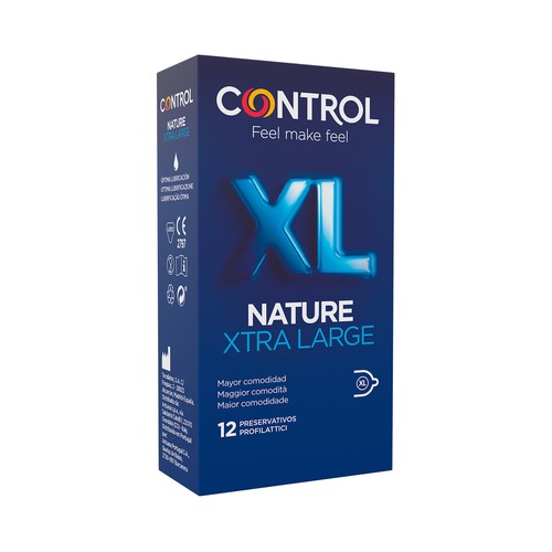 CONTROL Preservativos lubricados de tamaño XL con una perfecta adaptabilidad CONTROL Nature Xtra large 12 uds.