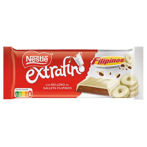 Chocolate con leche relleno de filipinos blanco 84 g.