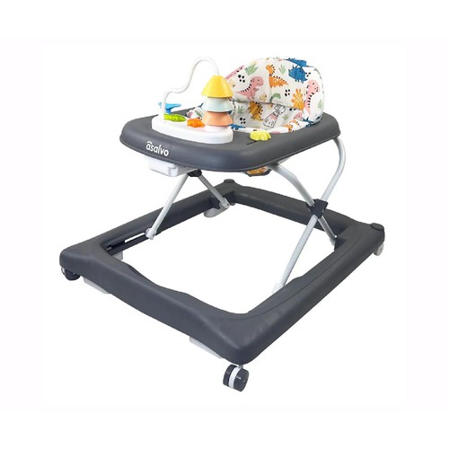 ASALVO Andador básico fun Dino, color gris, para bebés entre 6 y 18 meses, regulable en tres alturas