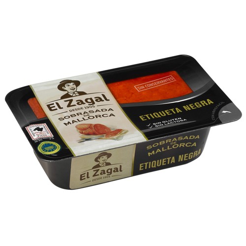 EL ZAGAL Tarrina de sobrasada de Mallorca con IGP Sobrasada de Mallorca EL ZAGAL Etiqueta negra 200 g.