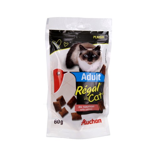 PRODUCTO ALCAMPO Snacks para gatos adultos a base de salmón 60 g.
