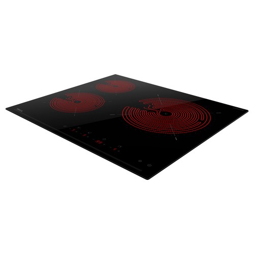 Placa vitrocerámica radiante TEKA TBC 63120, potencia 6200W, 3 zonas de cocción, A:59cm.