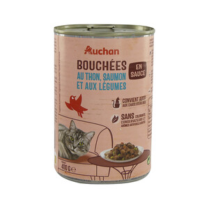 PRODUCTO ALCAMPO Bocaditos en salsa de atún y salmón para gatos esterilizados PRODUCTO ALCAMPO 400 g.