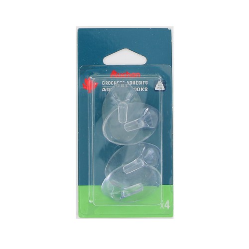 Perchas adhesivas ovaladas transparentes, 4 unidades de 4,5 cm, ALCAMPO.