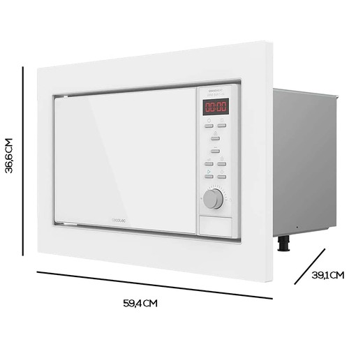 Microondas integrable CECOTEC GrandHeat 2350 Built-In White, color blanco, capacidad 23L, potencia: 900W, grill: 1000W.