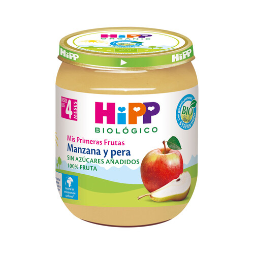 HIPP Biológico Tarrito de frutas (manzana y pera) ecológicas, a partir de 4 meses 125 g.