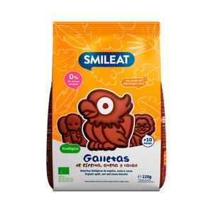 Imagen de SMILEAT Galletas de cereales (espelta y avena) ecológicos y cacao, con AOVE, a partir de 10 meses 220 g.