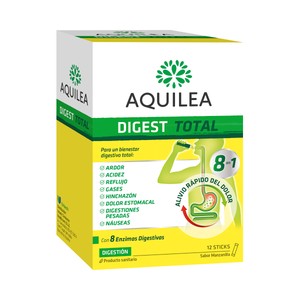 AQUILEA Digest total Complemento nutricional sabor manzanilla, para un bienestar digestivo 12 sticks. 12 por envase