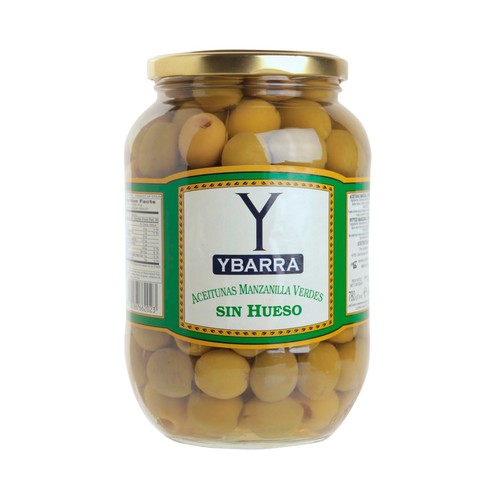 YBARRA Aceitunas verdes manzanilla sin hueso bote de 400 g.