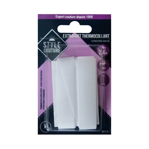 Cinta blanca termoadhesiva extra fuerte, 14mm x 2,4m, STYLE.