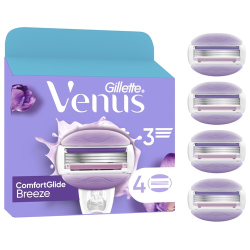 Recambio con 3 hojas para máquinillas de depliación femenina VENUS Breeze de Gillette 4 uds.