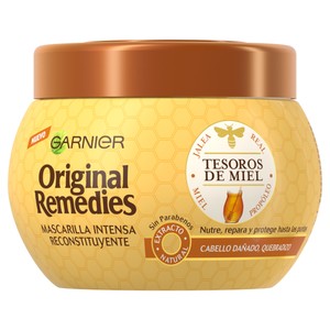 Imagen de ORIGINAL REMEDIES Mascarilla capilar reconstituyente con jalea real, miel y extracto de propóleo para cabello dañado y quebradizo ORIGINAL REMEDIES Tesoros de la miel de Garnier 300 ml.