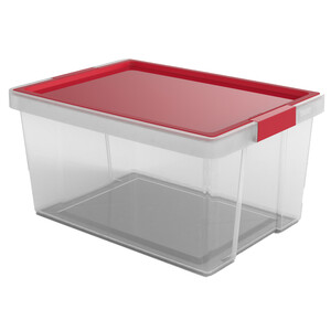 Imagen de Caja de ordenación con tapa en color rojo, 35 litros de capacidad, TATAY.