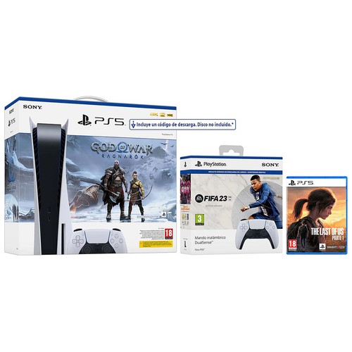 Sony PLAYSTATION 5 Estandar + 2º Mando Dualsense FIFA 23 + God of War Ragnarök + The last of us.