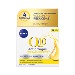 NIVEA Crema de día con acción extranutritiva y efecto anti-arrugas, para pieles secas a muy secas NIVEA Q10 power 50 ml.